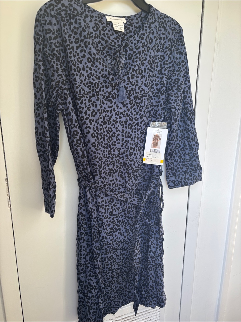 Lapis Blue and Black Leopard Print Dress